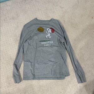 American Eagle Outfitters Kids Gray Snoopy Long Sleeve Tee